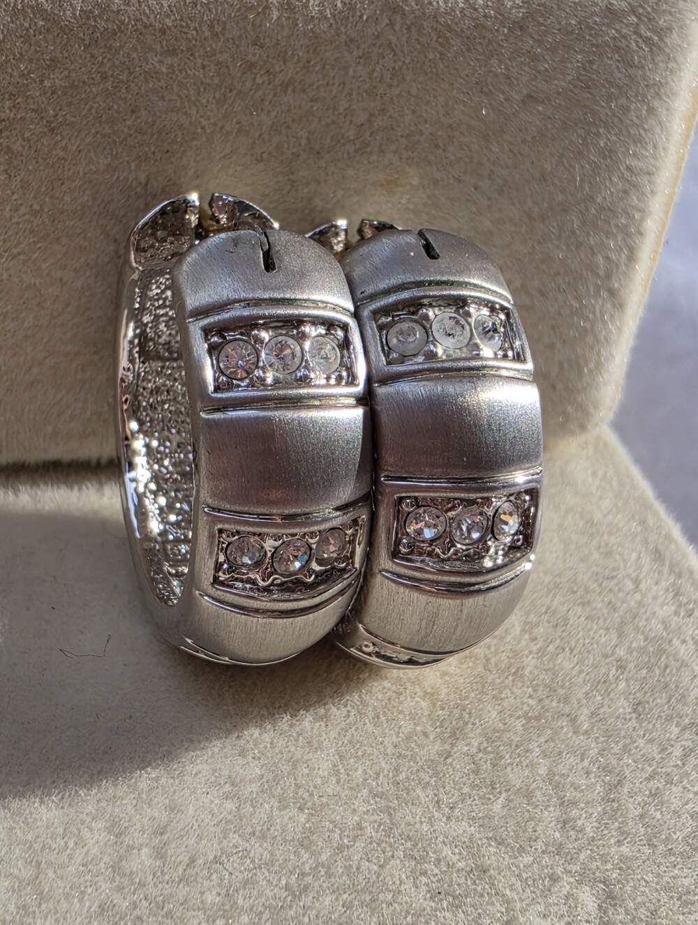 Butler: Silver-Tone Crystal Accent Hoop Earrings & 14K Gold Posts